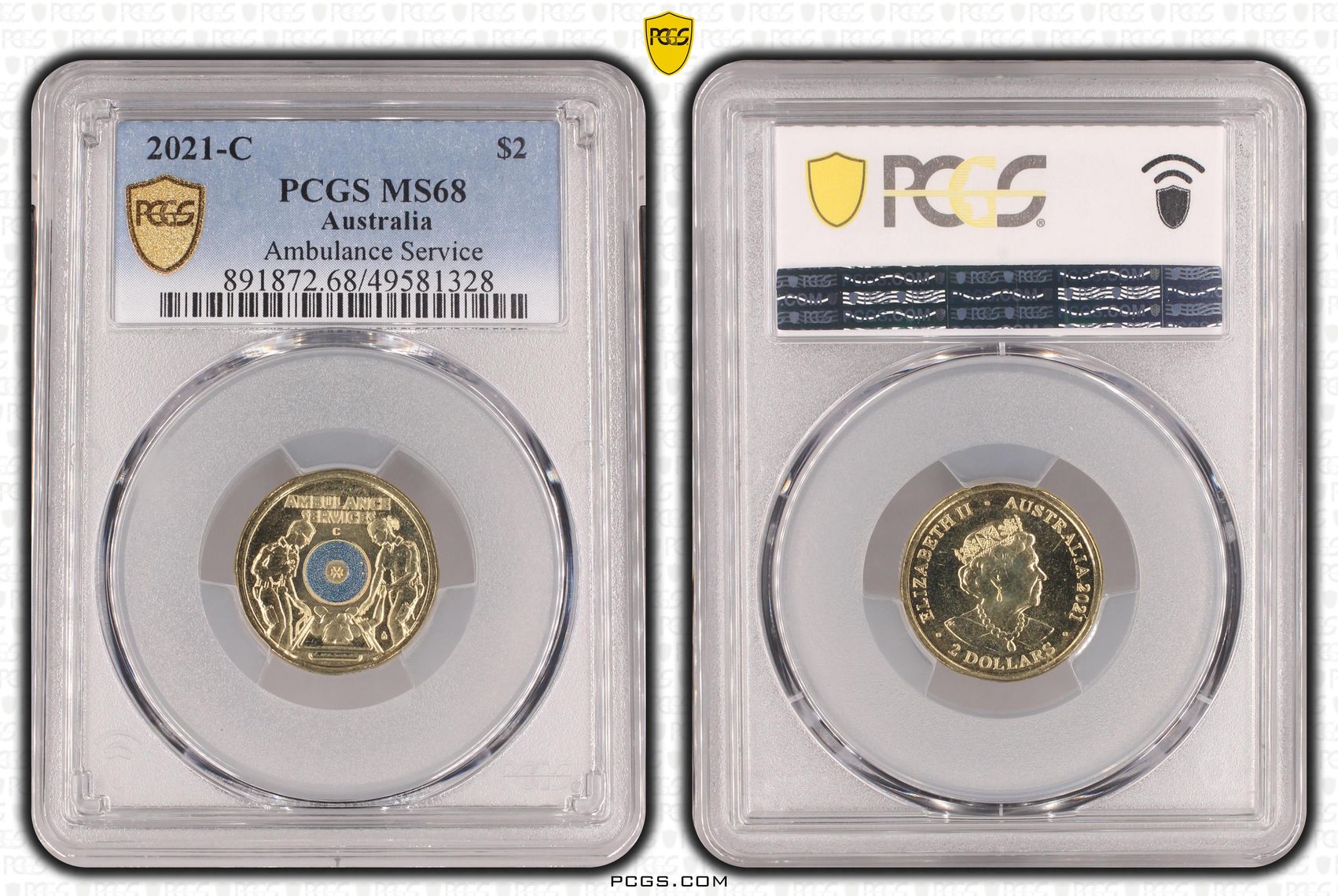 Elizabeth II, Ambulance Service - Colorized , Two Dollar, 2021-C, PCGS MS68