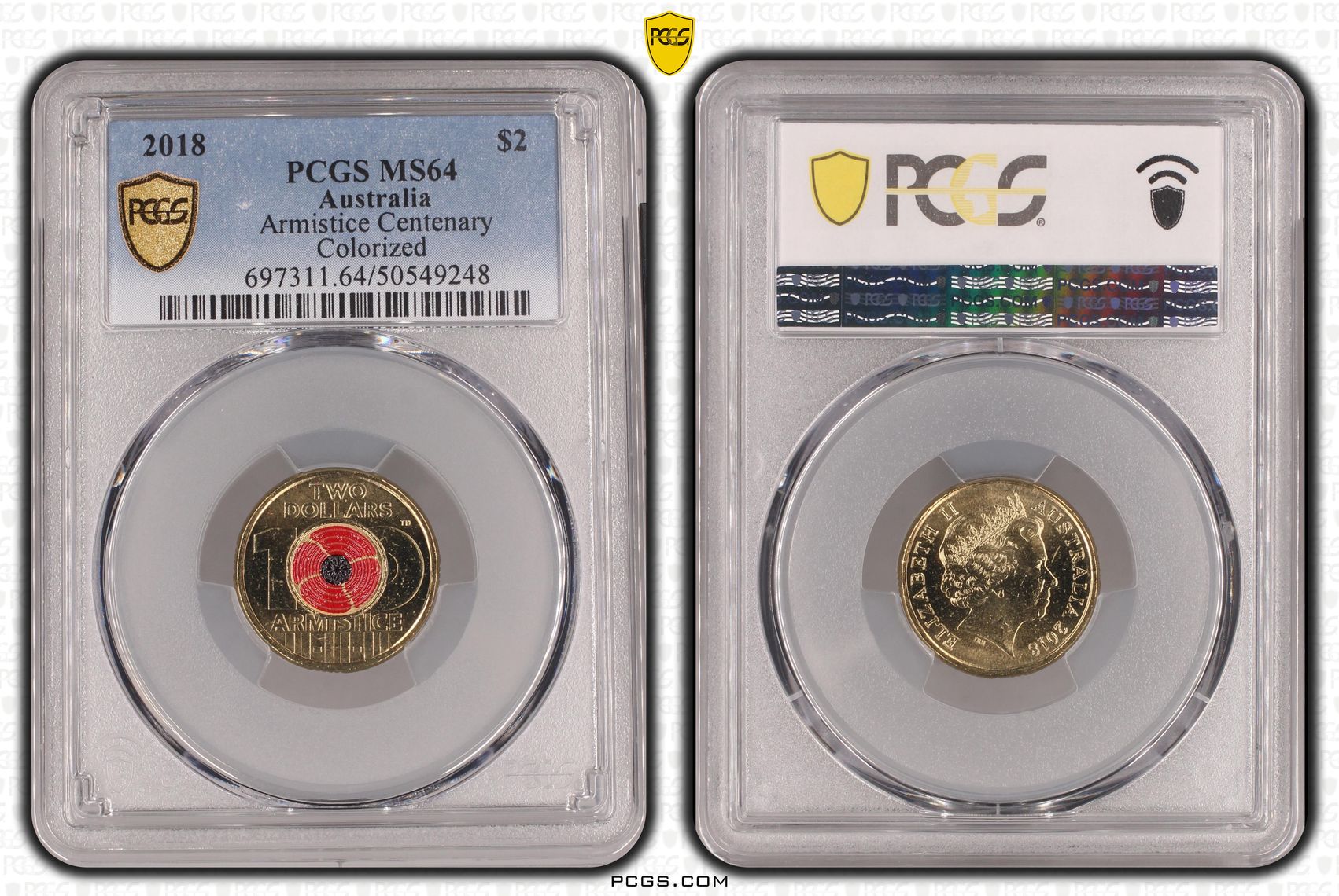 Armistice Centenary Colorized, Two Dollar, 2018, PCGS MS64