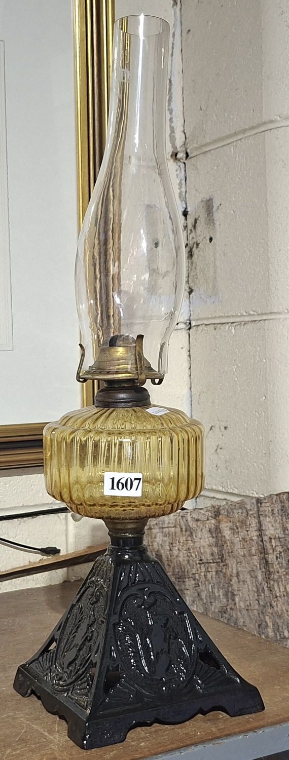 Amber Glass Oil Lamp