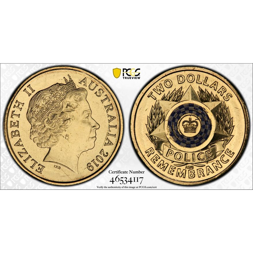 Police Remembrance Colorized, Two Dollar, 2019, PCGS MS66