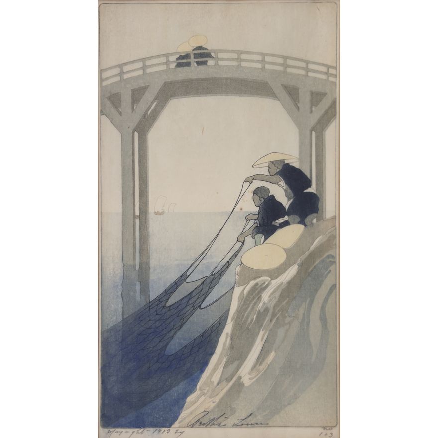 Bertha Lum ''The Fishermen'' 1913 Woodblock