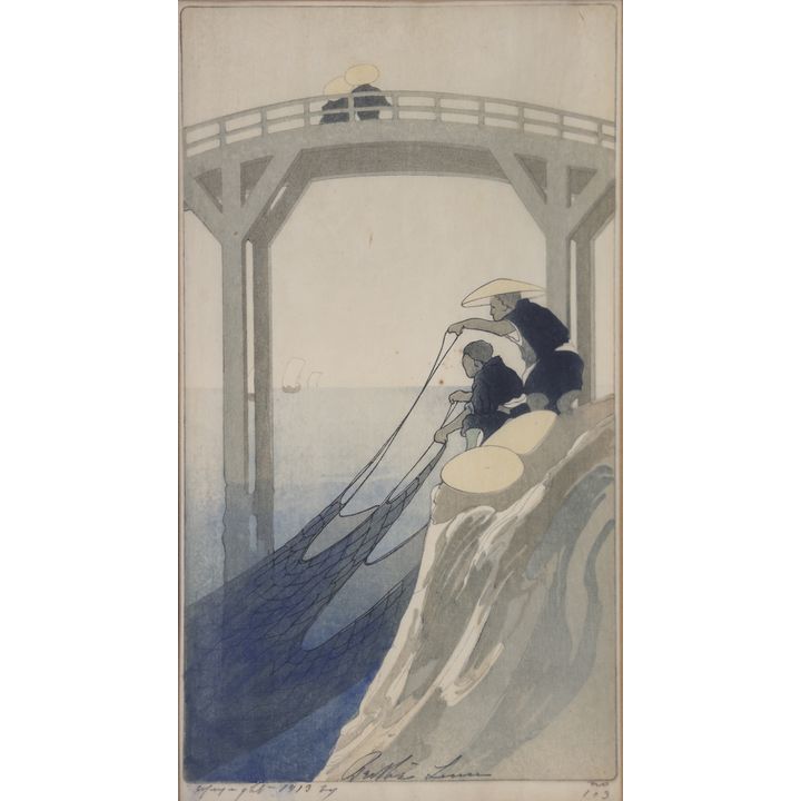 Bertha Lum ''The Fishermen'' 1913 Woodblock