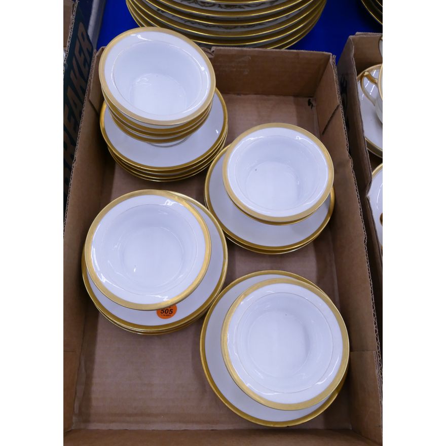 Set 10pc Limoges Gold Rim Ramekins with Undertrays