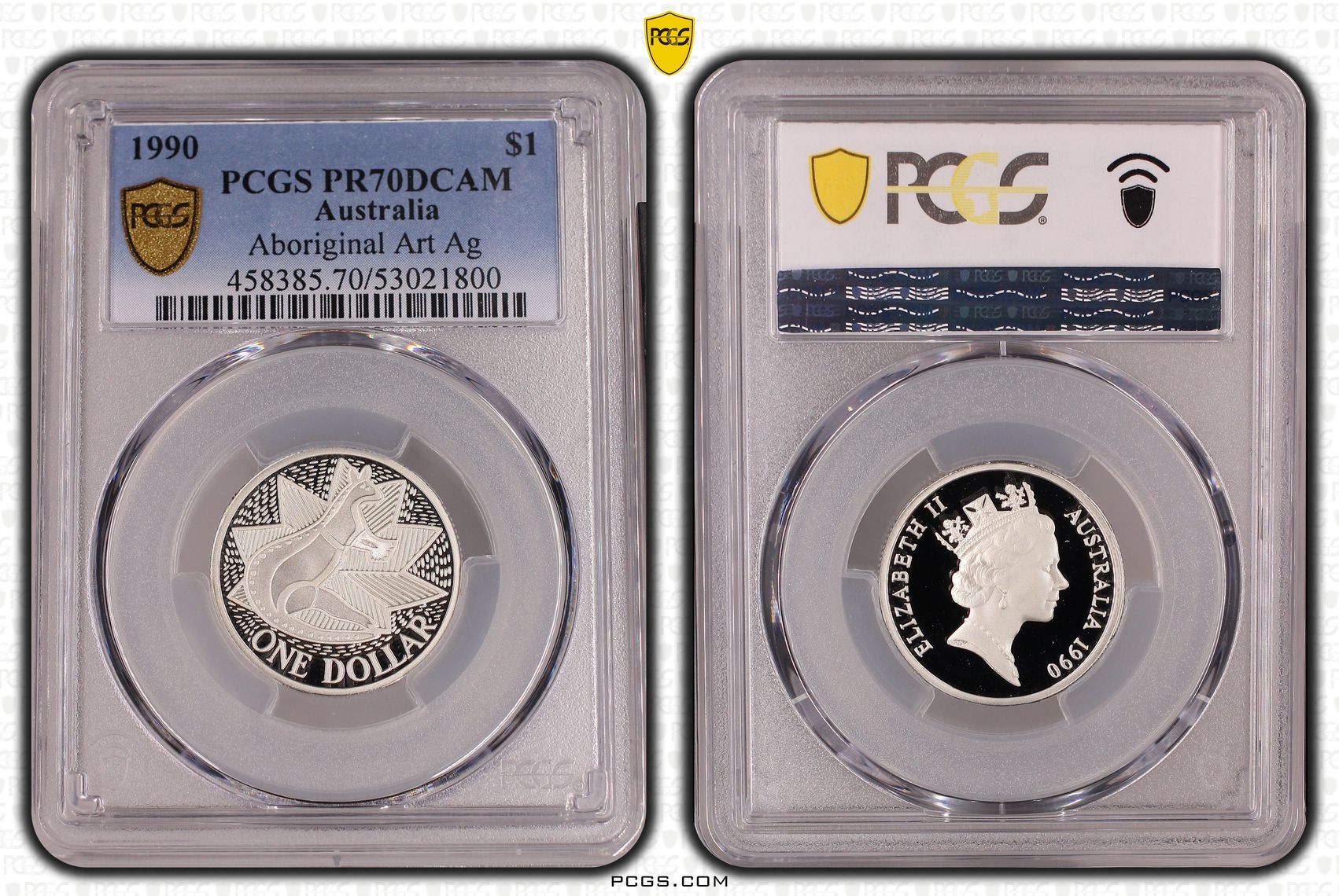 Elizabeth II, Aboriginal Art Silver, One Dollar, 1990, PCGS PR70DCAM