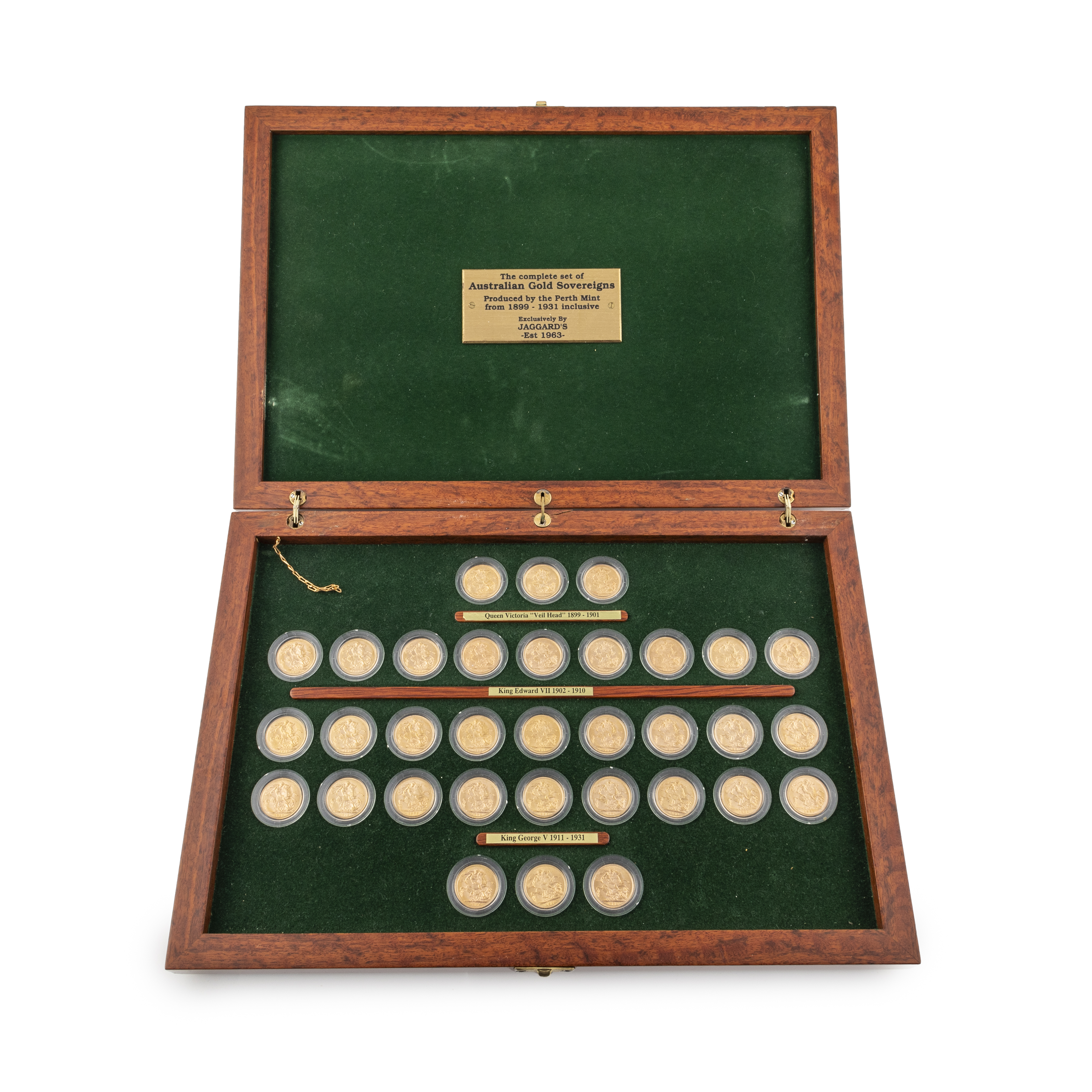 Victoria - George V, Jaggard's Complete Perth Mint Set, Sovereign, 1899-P - 1931-P, EF - UNC