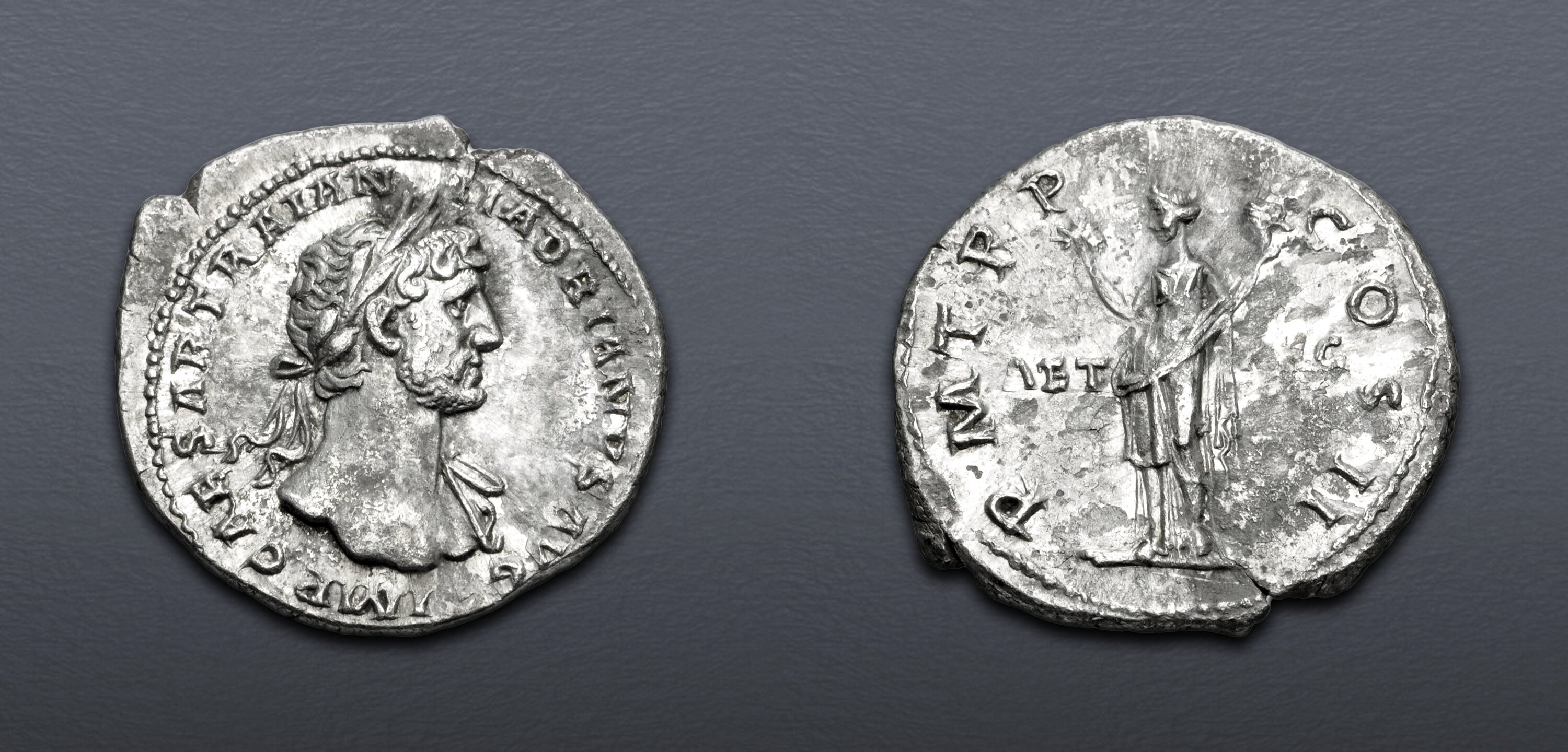 Hadrian. AD 117-138. AR Denarius (19mm, 2.90 g, 6h). Rome mint. Struck ...