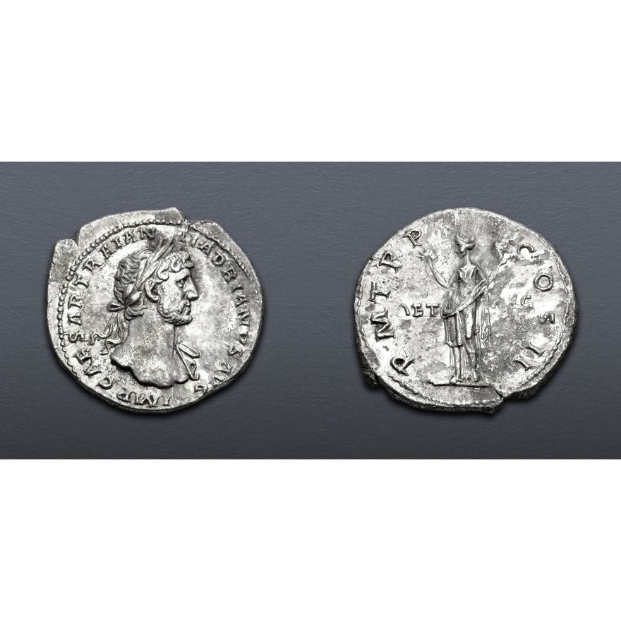 Hadrian Colors Hadrian. AD 117-138. AR Denarius (19mm, 2.90 g, 6h). Rome mint. Struck ...