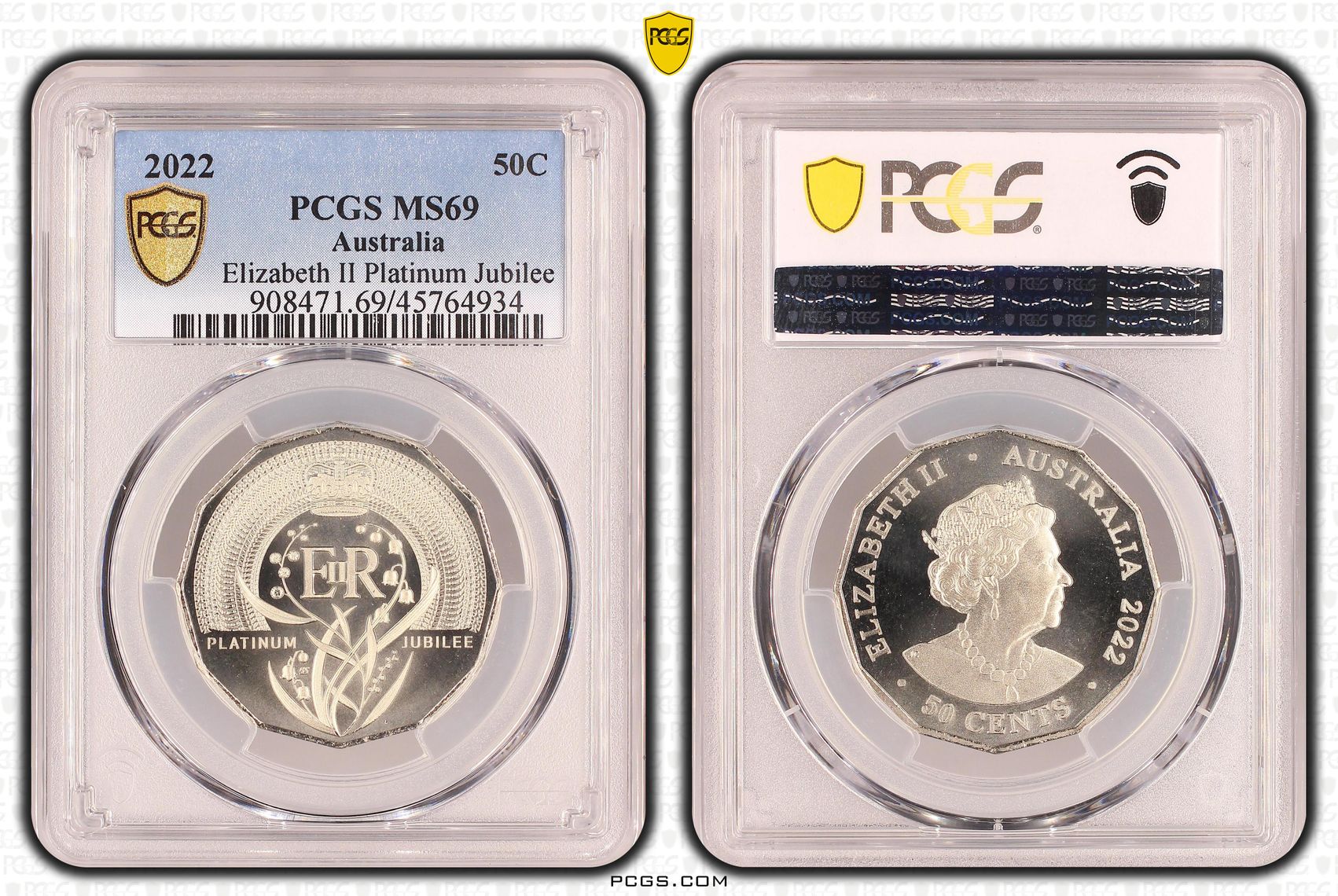 390 · Elizabeth II Platinum Jubilee, Fifty Cent, 2022, PCGS MS69