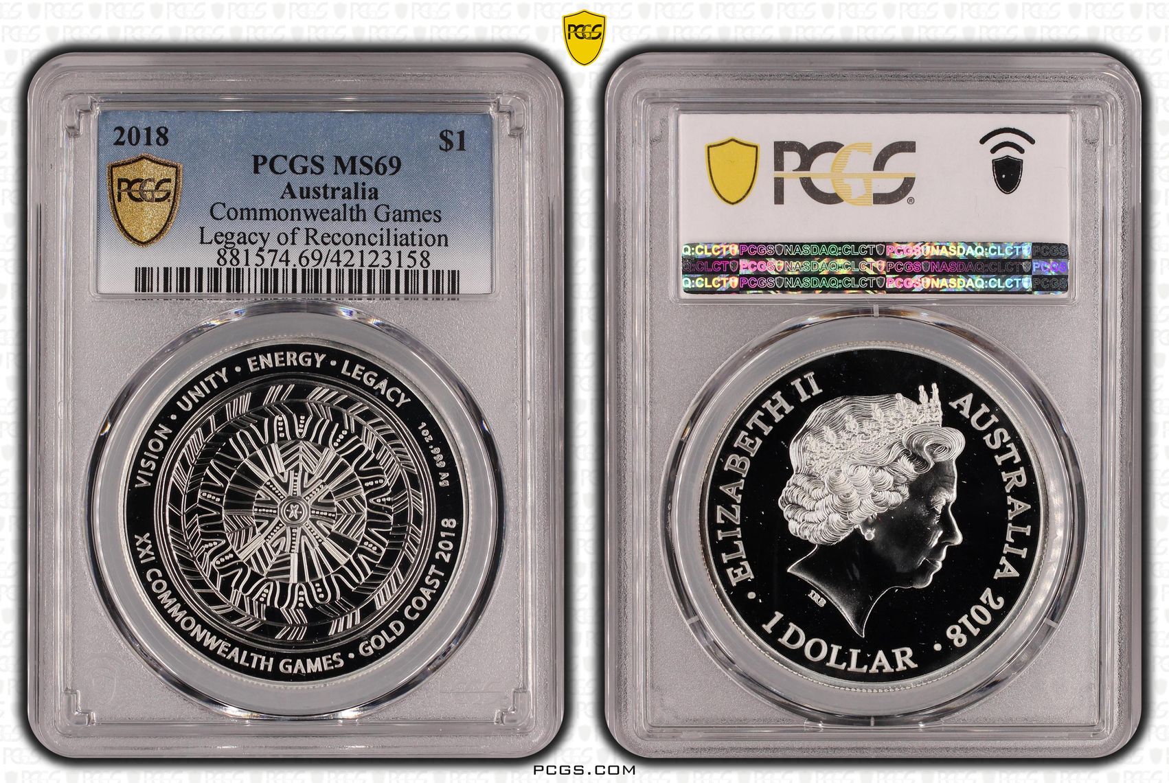 449 · Commonwealth Games, One Dollar, 2018, PCGS MS69