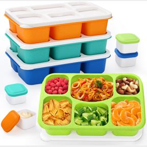 4 PACK BENTO LUNCH BOX SNACK CONTAINERS, REUSABLE MEAL PREP LUNCHABLE CONTAINERS FOR ADULTS KIDS, STACKABLE BENTO SNACK BOX 4 PACK
