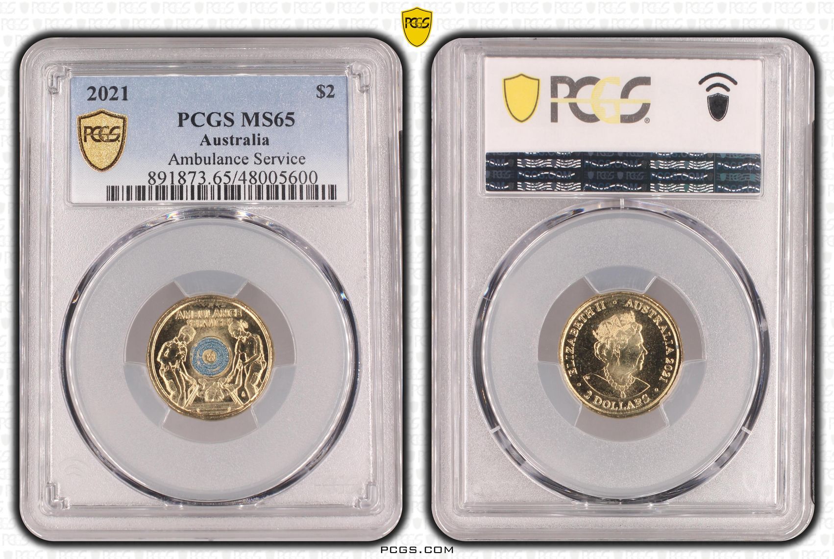 Ambulance Service Colourised, Two Dollar, 2021, PCGS MS65