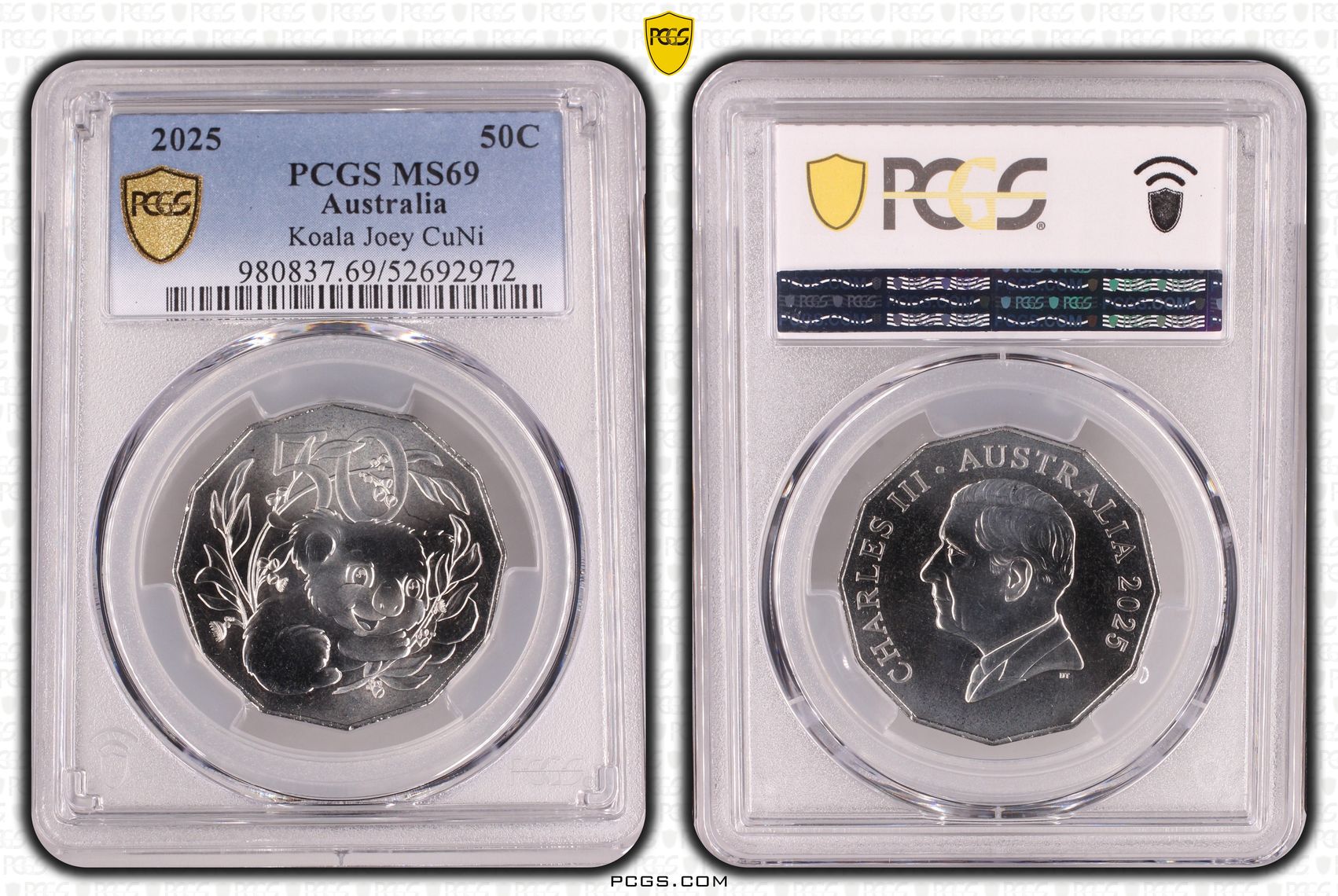333 · Koala Joey, POP 14/0, Fifty Cent, 2025, PCGS MS69