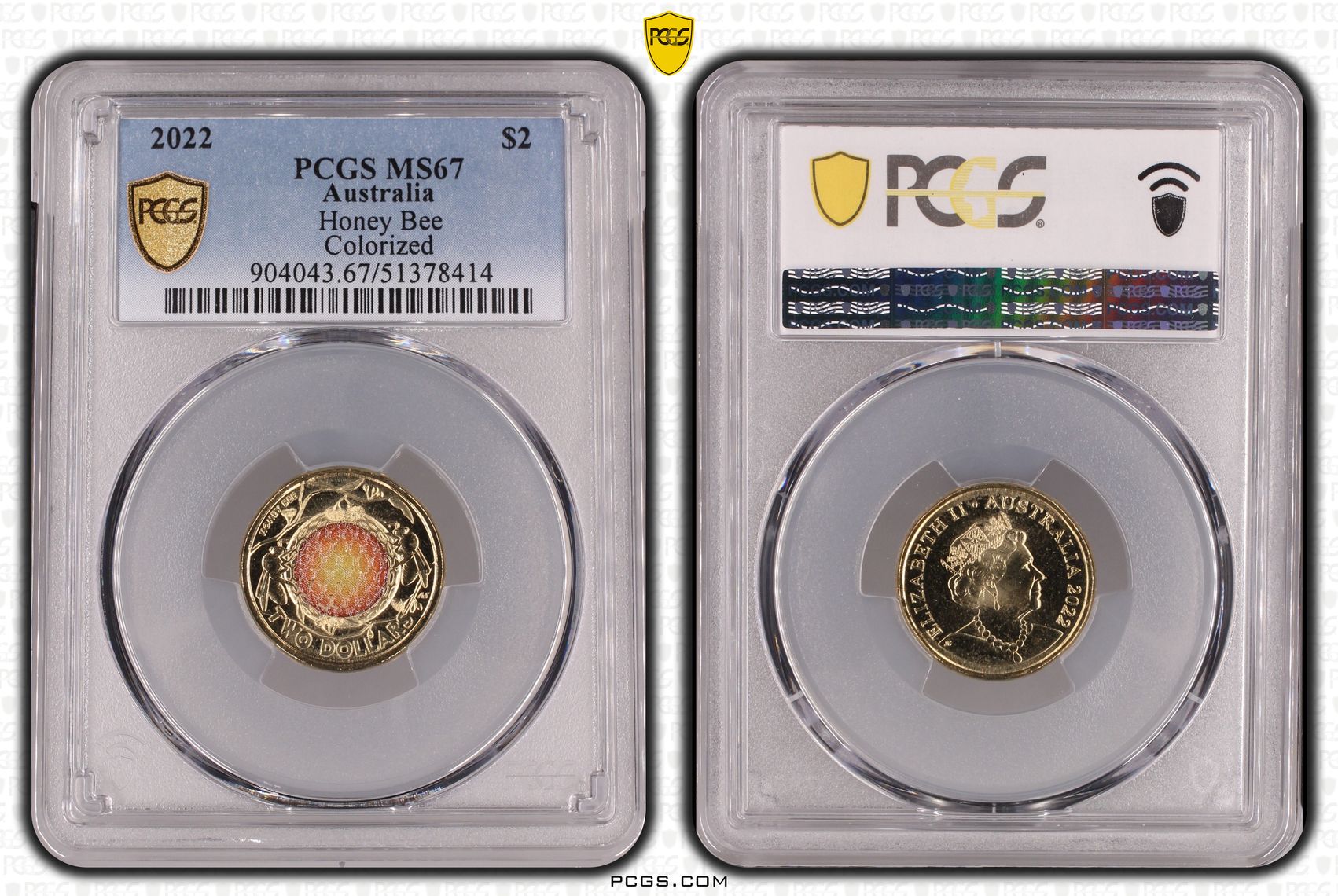 Honey Bee Colorized, Two Dollar, 2022, PCGS MS67