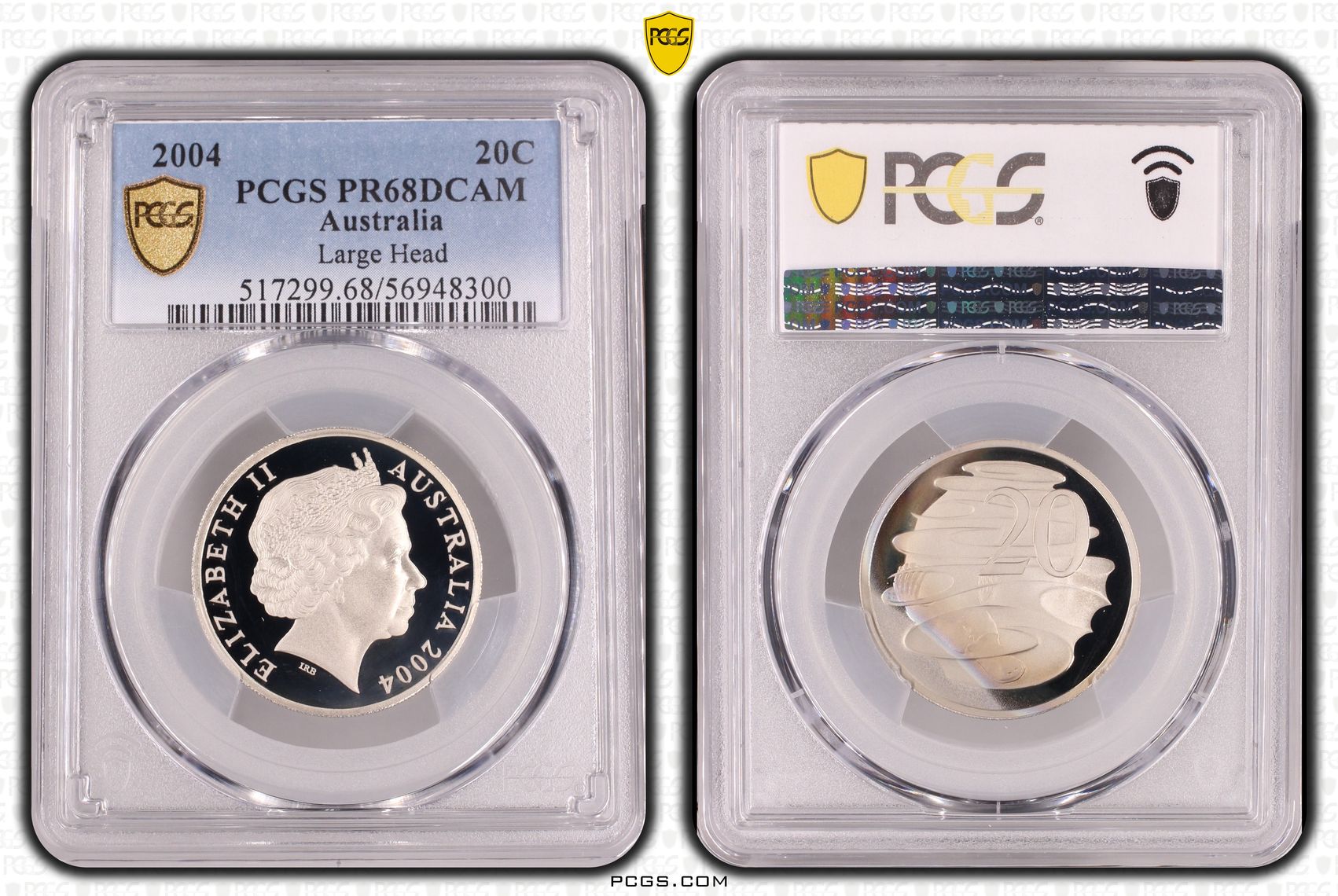Large Head, Twenty Cent, 2004, PCGS PR68DCAM