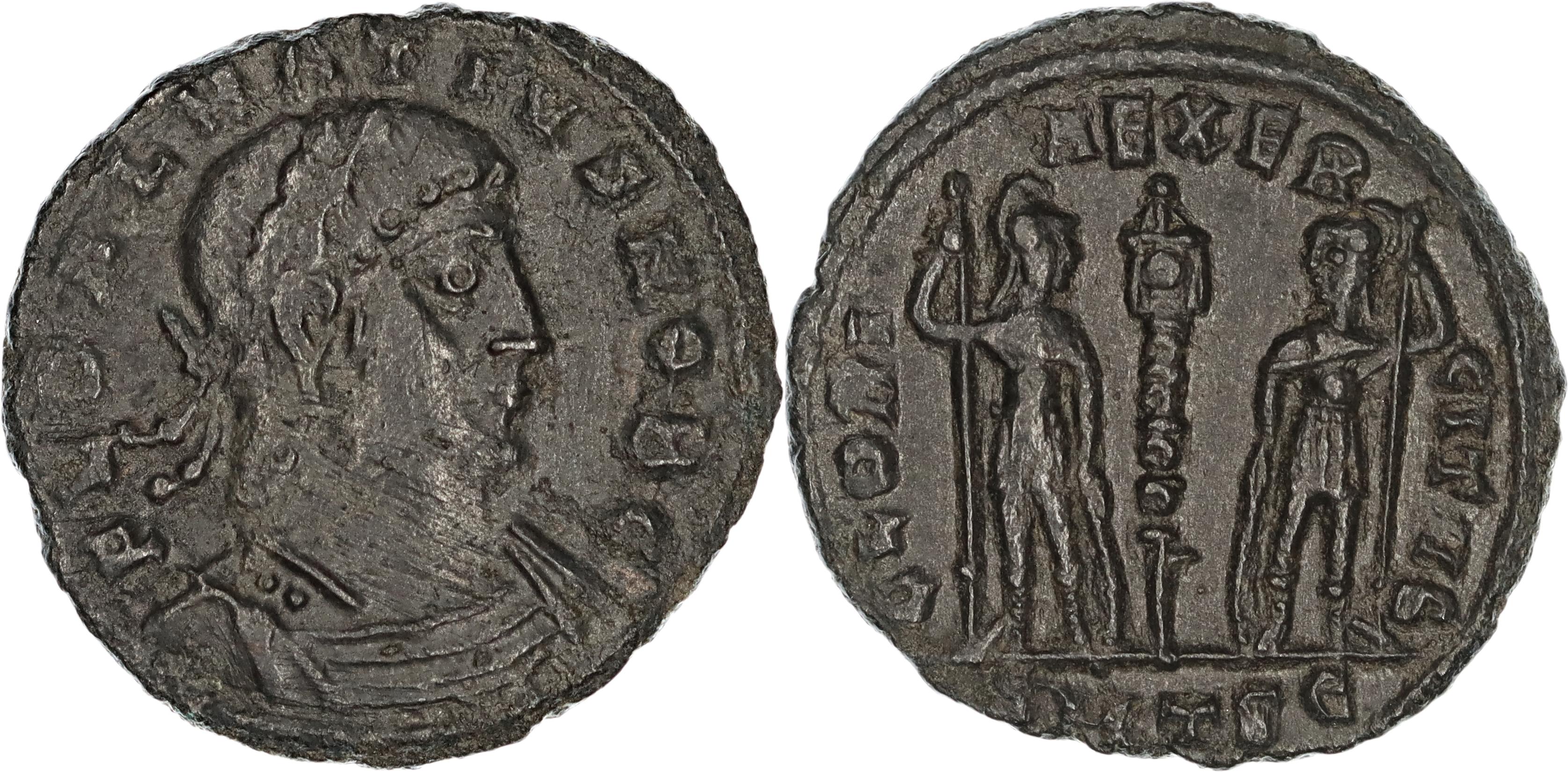 Roman Empire, Delmatius, Æ Follis, 337 AD, nVF
