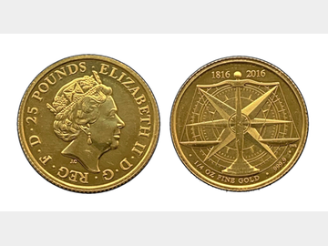 1816-2016 ELIZABETH II 1/4oz FINE GOLD 25 POUND COIN