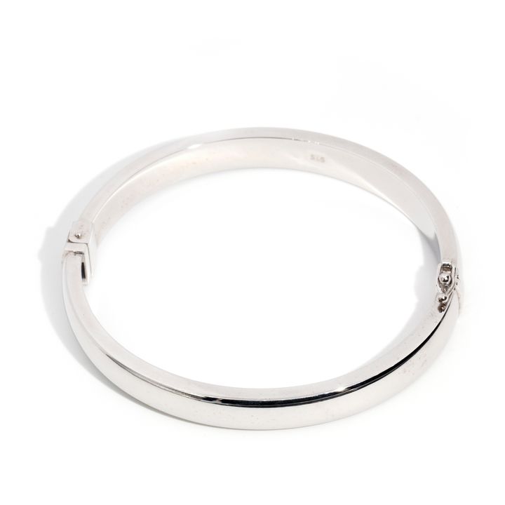 Oval Hinged 9 Carat White Gold Bangle