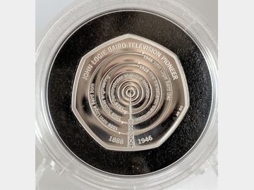 2021 ELIZABETH II JOHN LOGIE BAIRD SILVER PROOF PIEDFORT 50P COIN IN CAPSULE