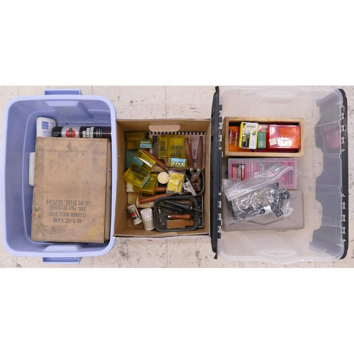 Group Gun Cleaning and Reloading Supplies.