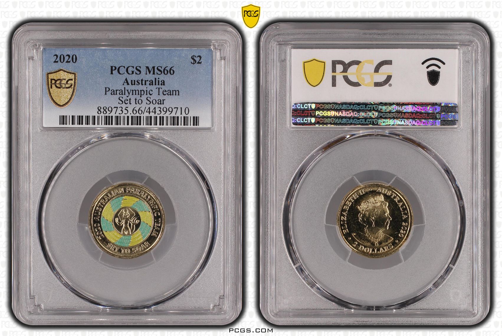 309 · 2020 Australia Two Dollar, $2 Paralympic Team PCGS - MS66 -710