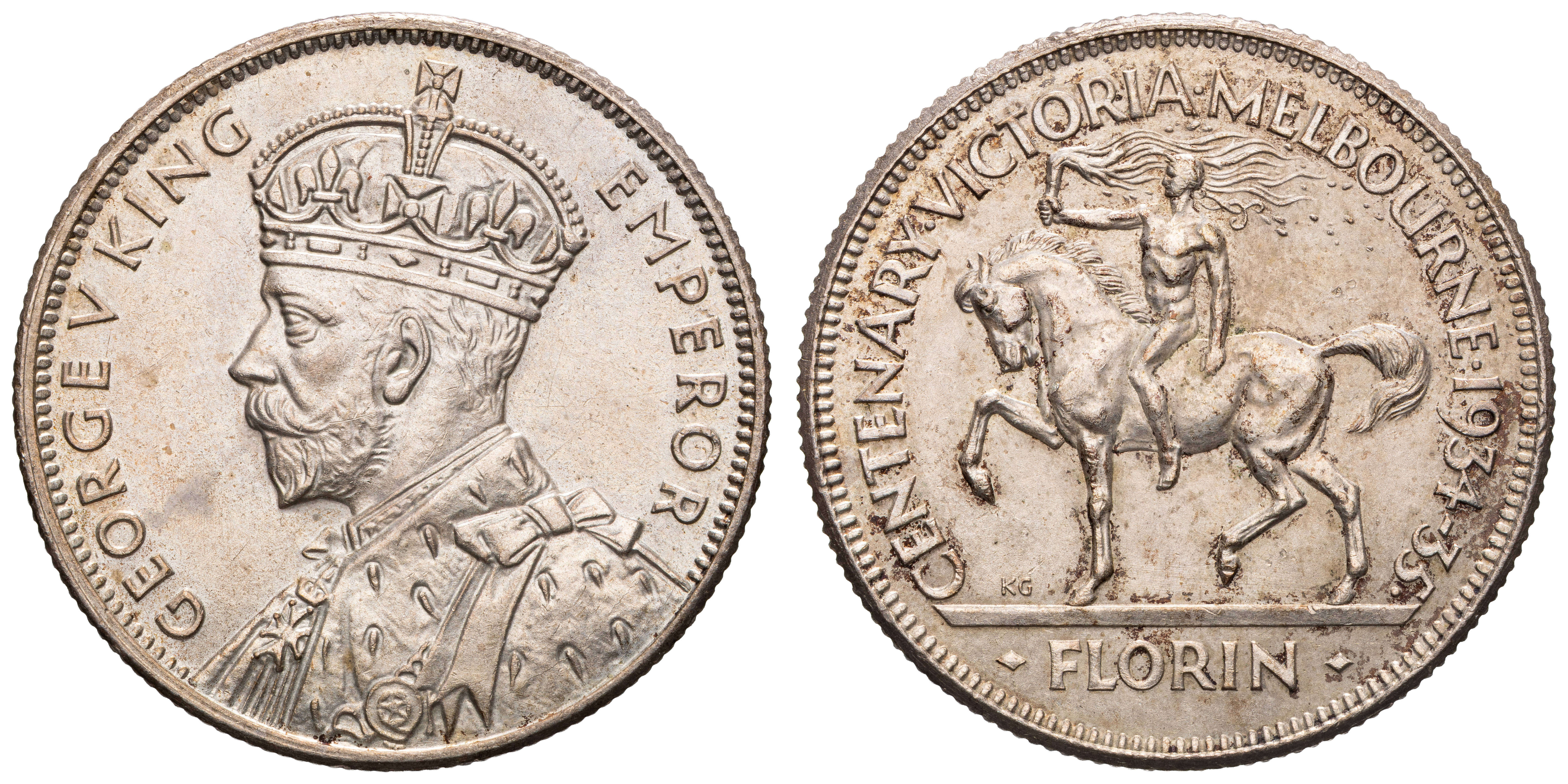 George V, Florin, 1934-35, EF