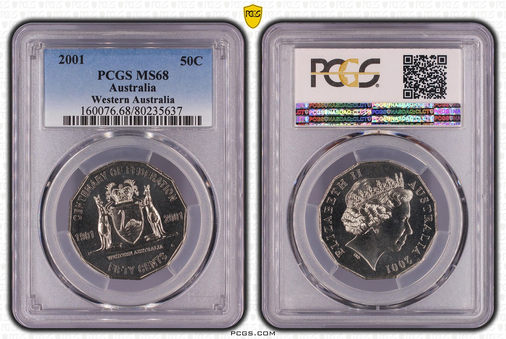 265 · Western Australia, Fifty Cent, 2001, PCGS MS68