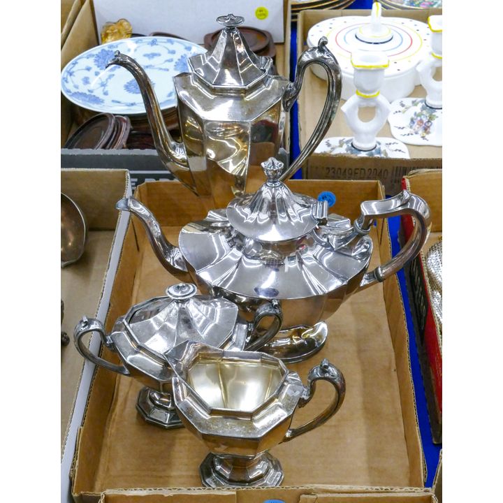 Box Deco Reed & Barton Silverplate Teaset etc.