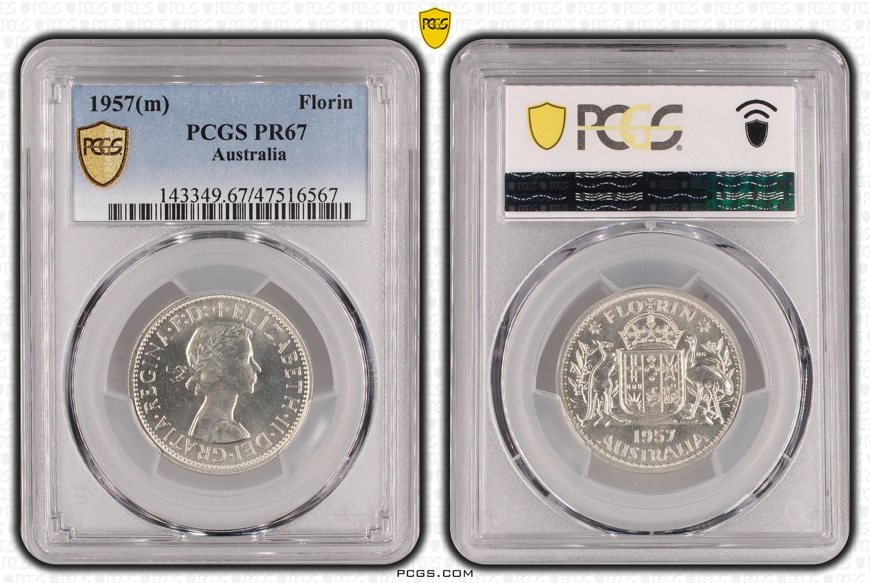 Florin, 1957(m) POP Report 5/0, PCGS PR 67