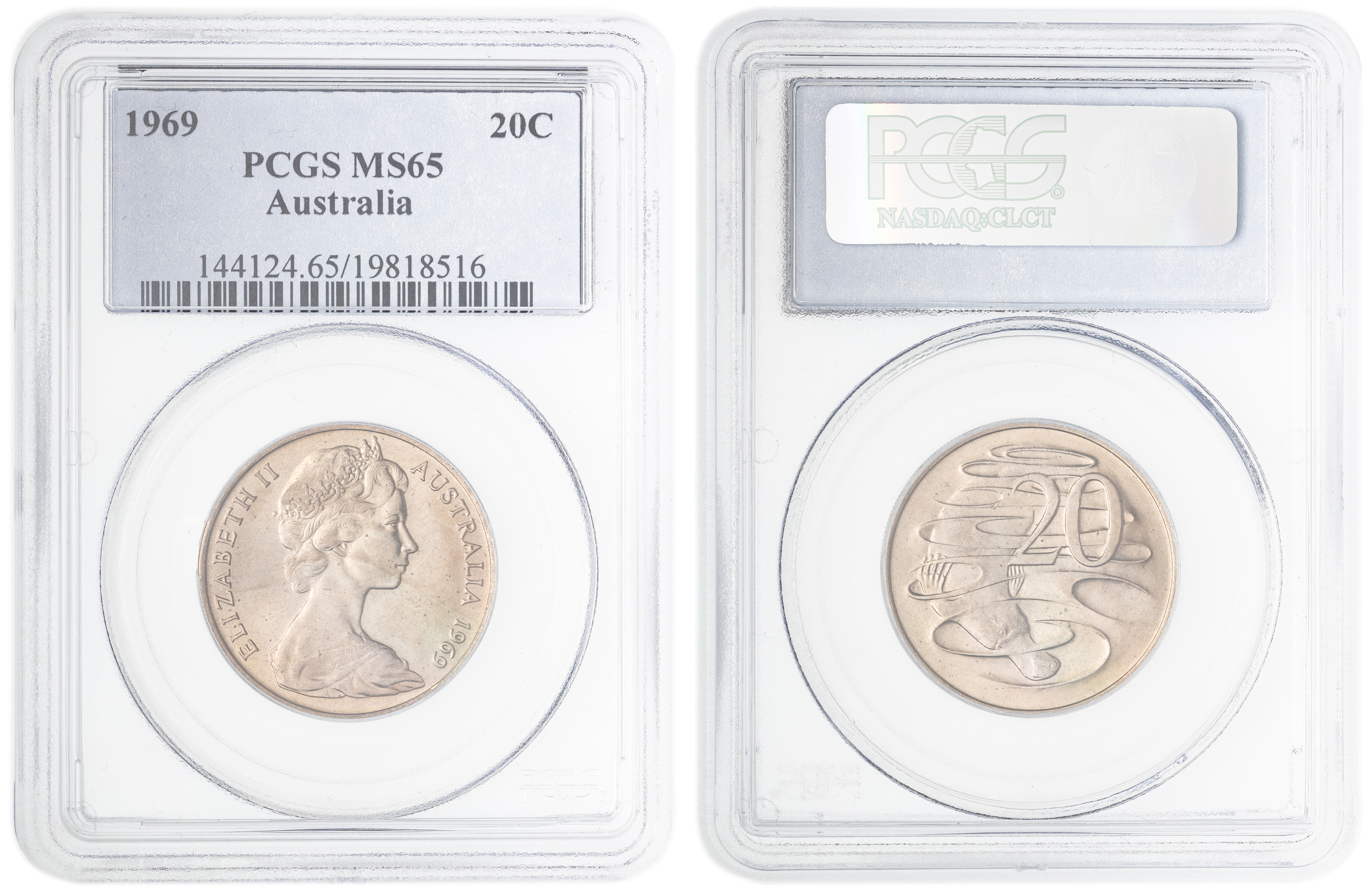 , Twenty Cent, 1969, PCGS MS65