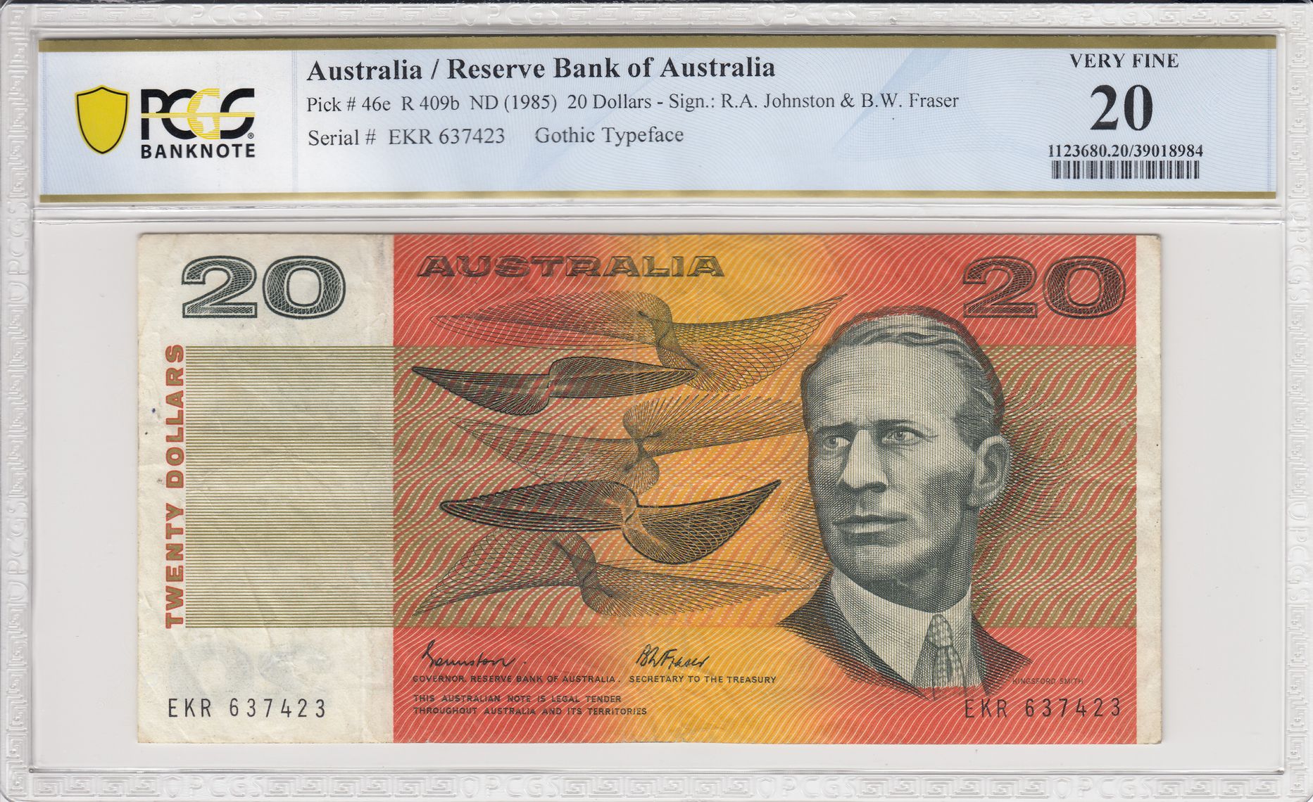2 · Johnston/Fraser, Twenty Dollars, 1985, PCGS VF20