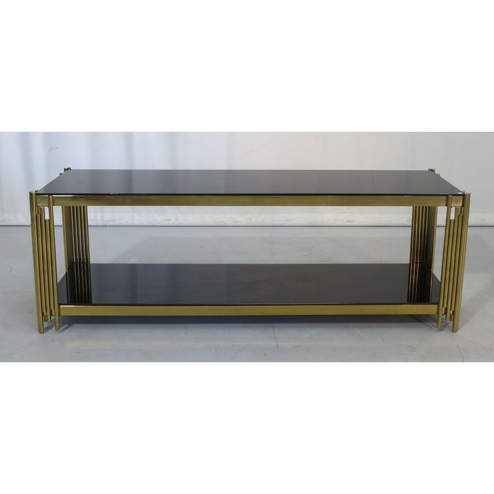 BRASS AND GLASS TWO-TIER COFFEE TABLE