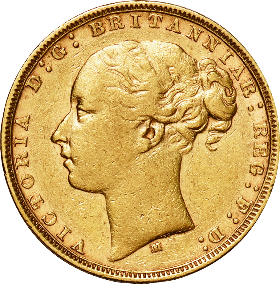 オーストラリア (Australia)/ ヴィクトリア女王像 1ソブリン金貨 1877