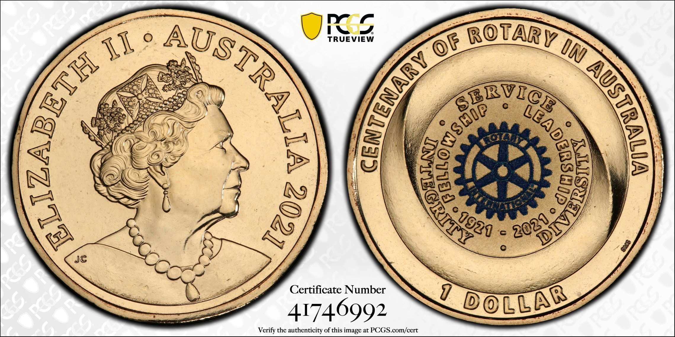 265 · Centenary of Rotary , One Dollar, 2021, PCGS MS68