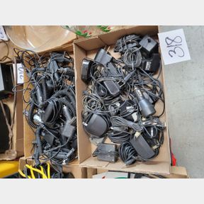 2 Boxes of 110 and 12V power supplies, Nintendo charger
