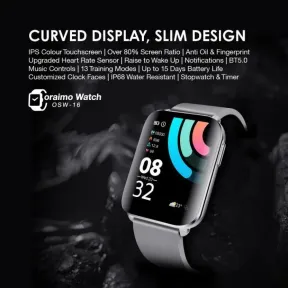 oraimo Smart Watch Curved Display Slim Design Silver |