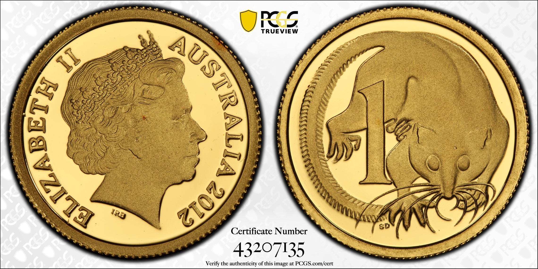 2012 Australia One Cent, 1c Possum PCGS - PR69DCAM -135