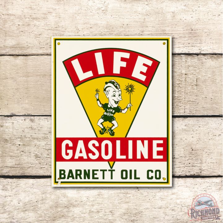 Life Gasoline & Elf Metal Gas Pump Sign TAC 9.5