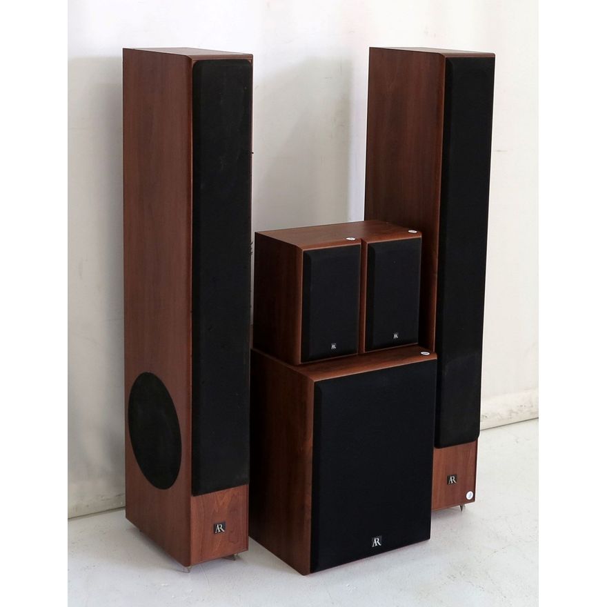PAIR OF AR S-1000 FLOOR SPEAKERS, PAIR OF R100 REAR SPEAKERS AND A SUB-1000 SUB WOOFER