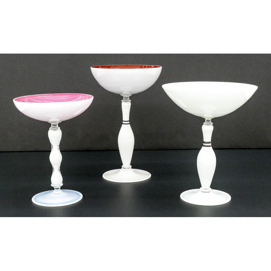 3pc Preston Singletary White Goblets 1990's