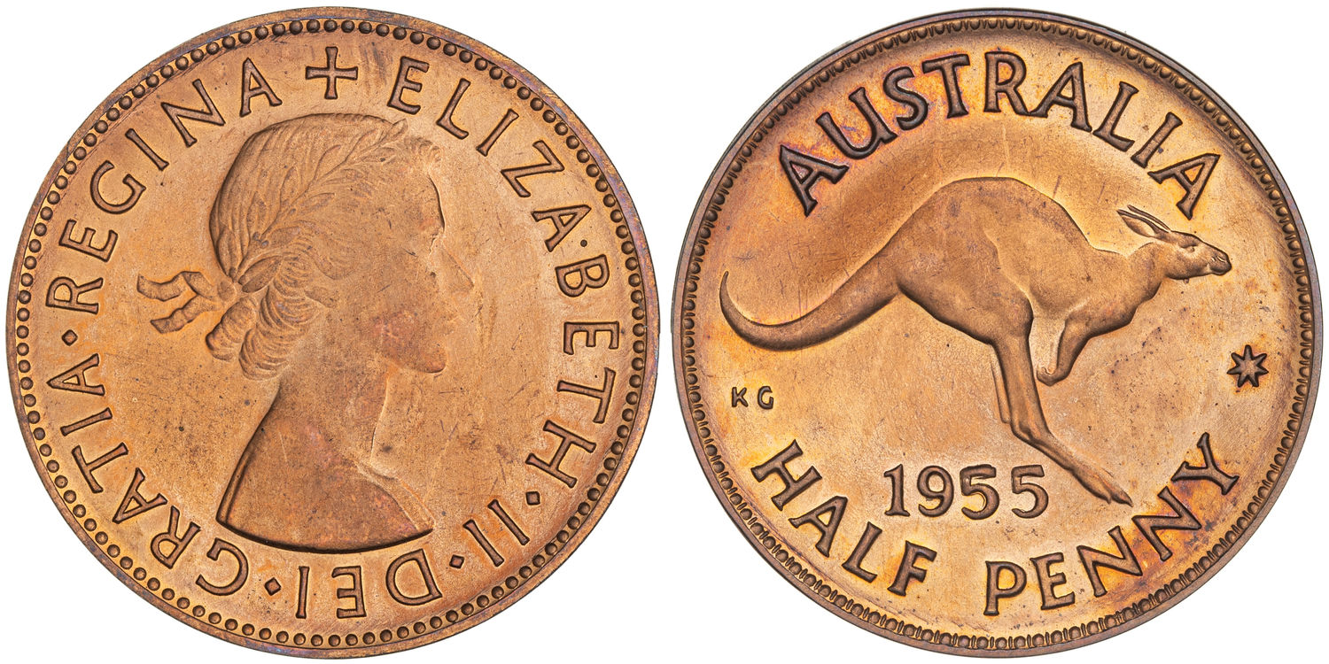 Elizabeth II, Halfpenny, 1955, FDC