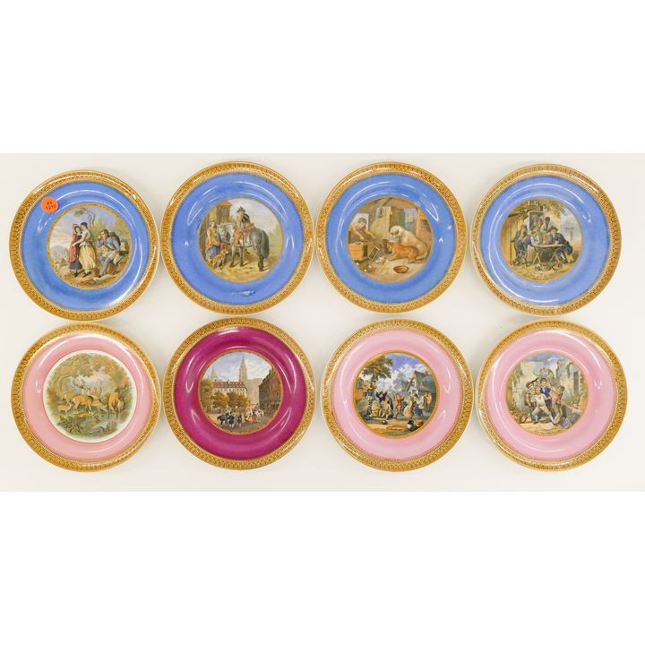 Set 8pc Pratt Ware Scenic Plates- 7''