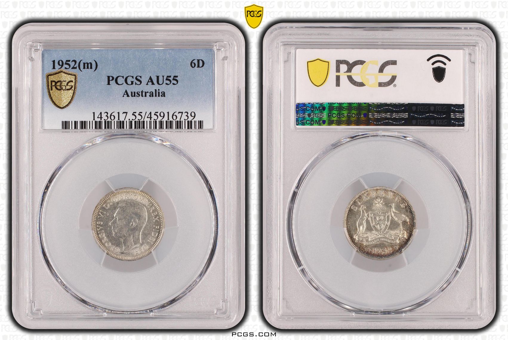 1952(m) Australia Sixpence PCGS - AU55 -739
