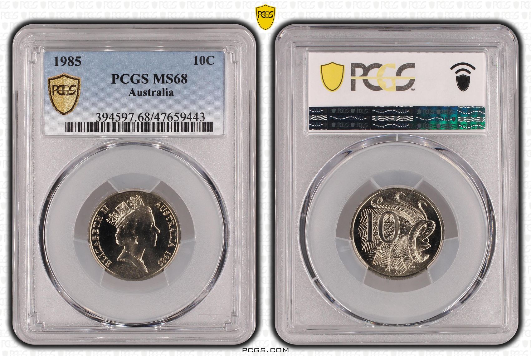Ten Cent, 1985, PCGS MS 68
