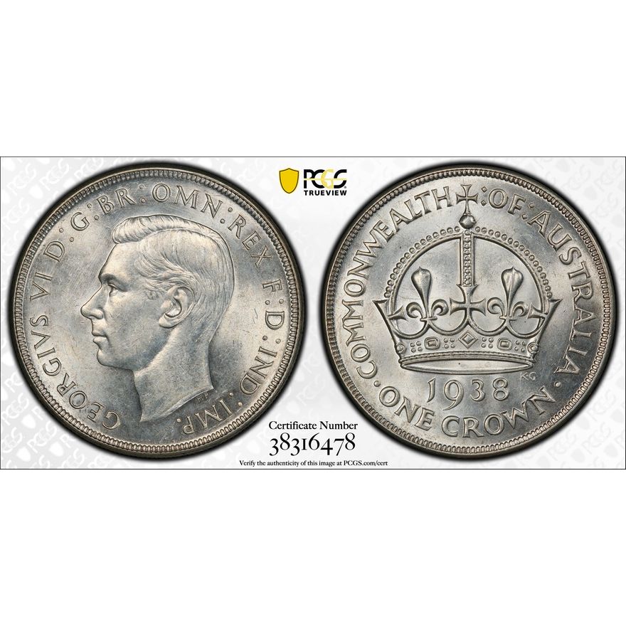 1938(m) Australia Crown Silver PCGS - MS62 -478