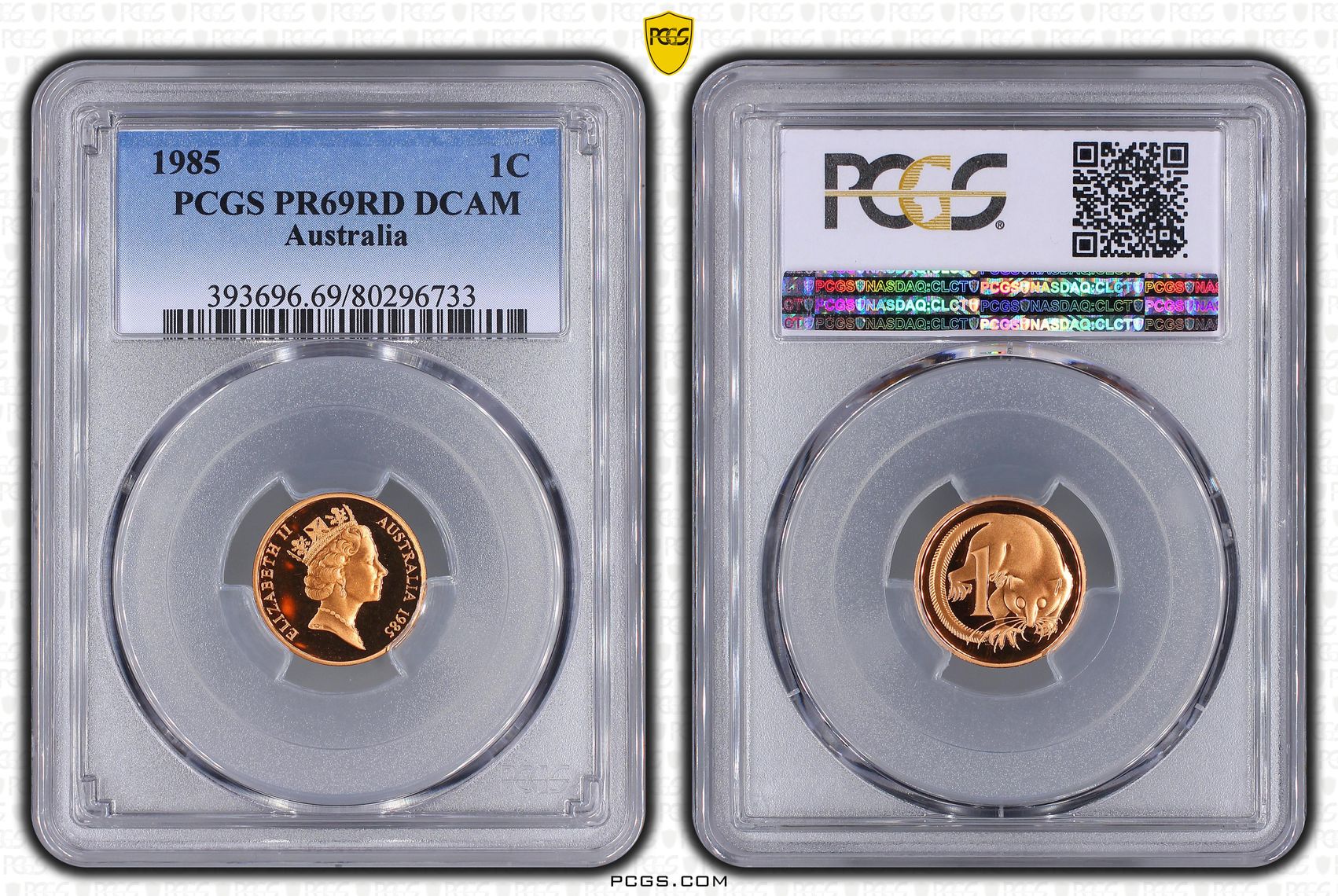 Elizabeth II, One Cent, 1985, PCGS PR69DCAM