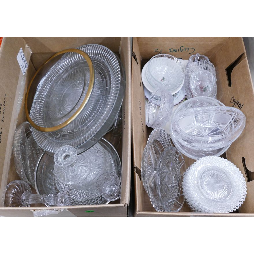 2 Boxes Pressed Glass