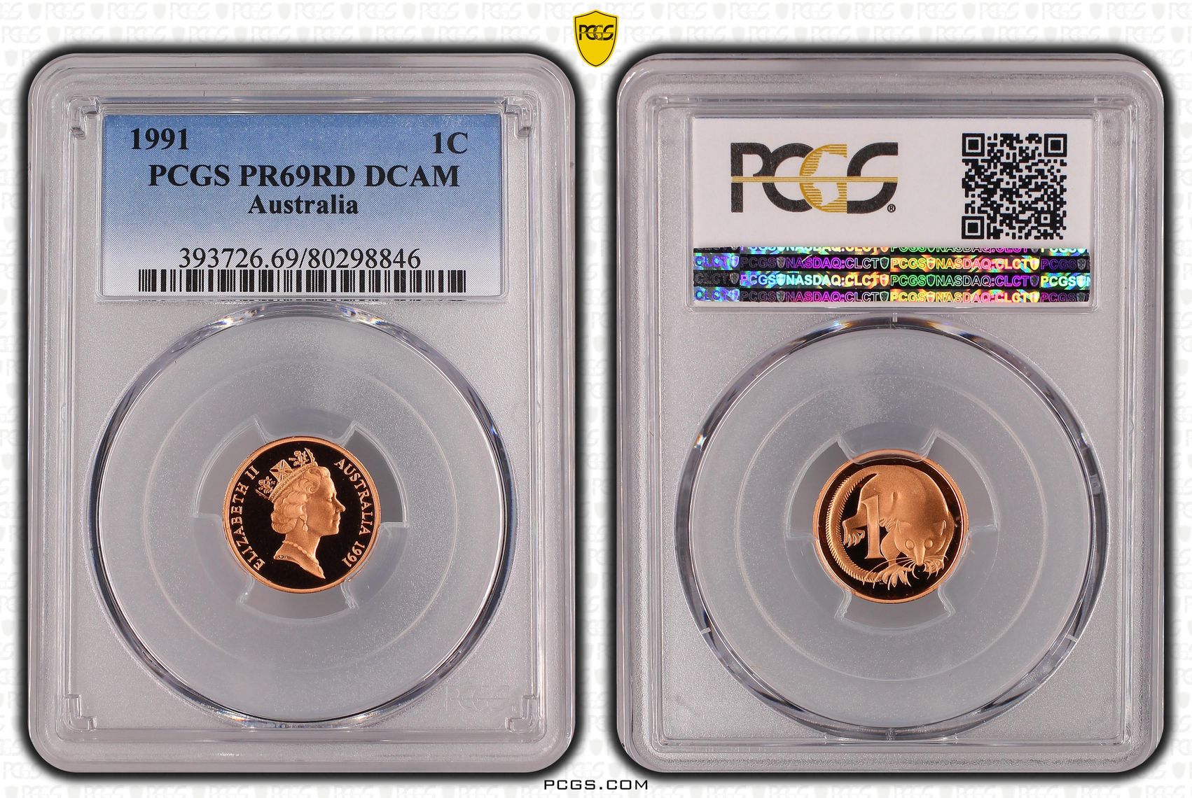 Elizabeth II, , One Cent, 1991, PCGS PR69DCAM