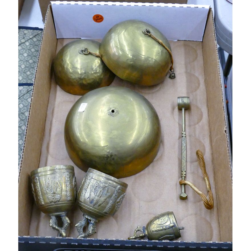 Box Old Asian Brass Temple Bells