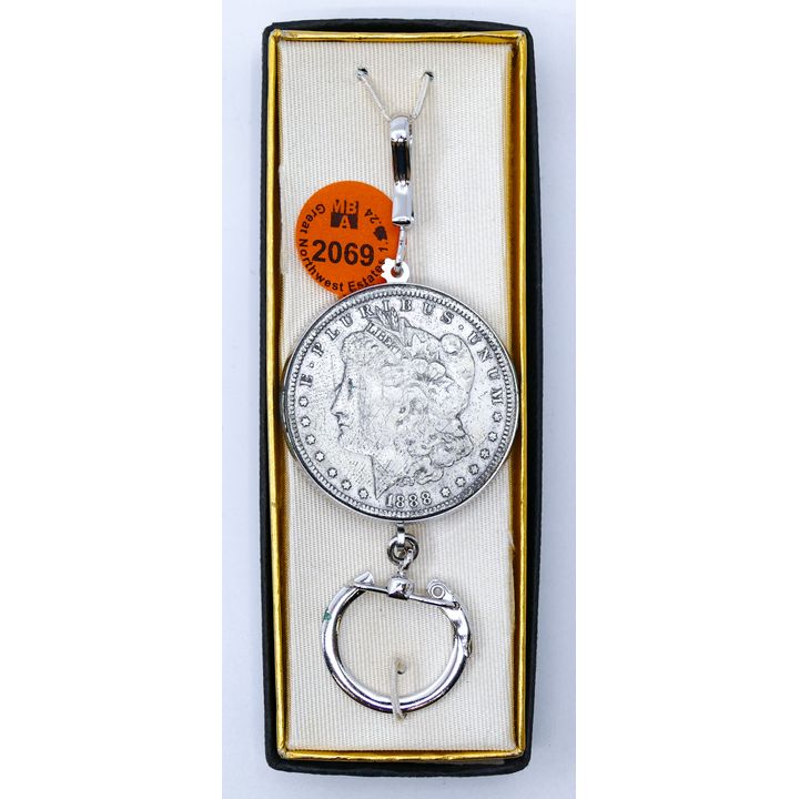 US Morgan Silver Dollar Country Club Keychain in Box