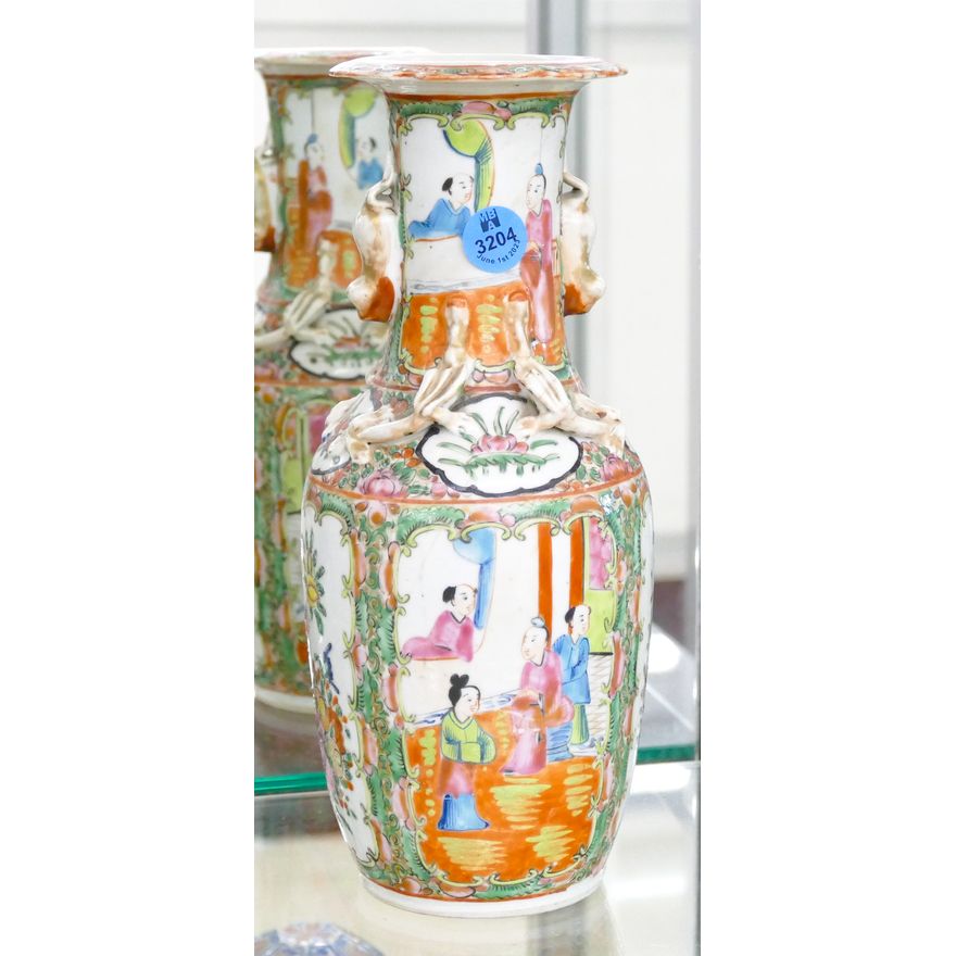 Antique Chinese Rose Canton Porcelain Vase 10''